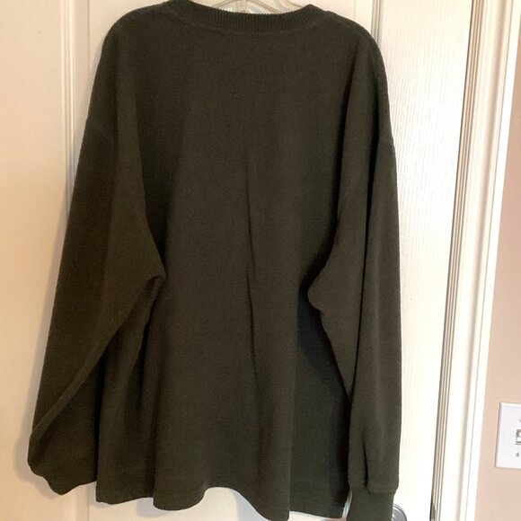 Cherokee Men's V-Neck Fleece Sweatshirt Green Pull Over Sweater Comfy Outdoor - Picture 4 of 5